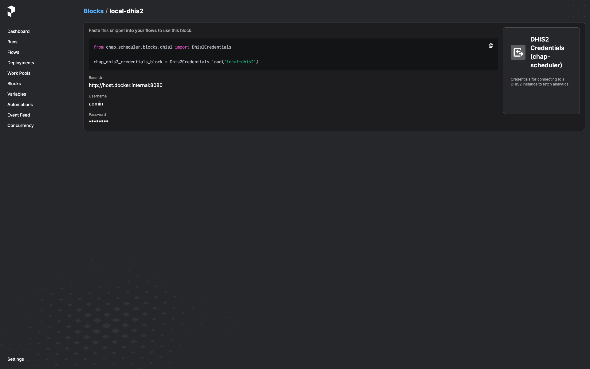 Block detail page (the Edit entry-point lives in the kebab menu top-right)